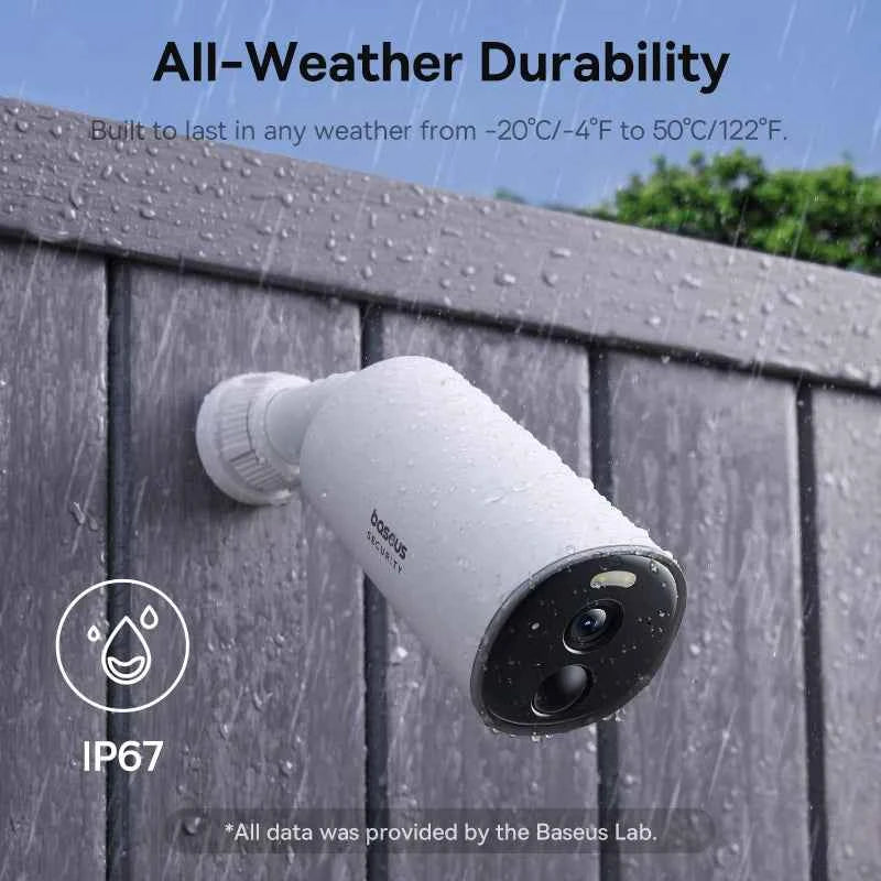 Baseus Security B1 Outdoor Camera 2K Wireless Wifi Camera Security Protection System 24/7 Recording Built-in 8GB Local Storage - Limetastore