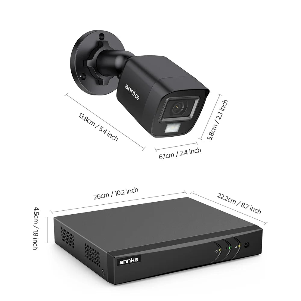 ANNKE 1080P Dvojna-svetlobna CCTV kamera | 8-kanalni DVR, zaznavanje ljudi in vozil, IP67 zunanje kamere