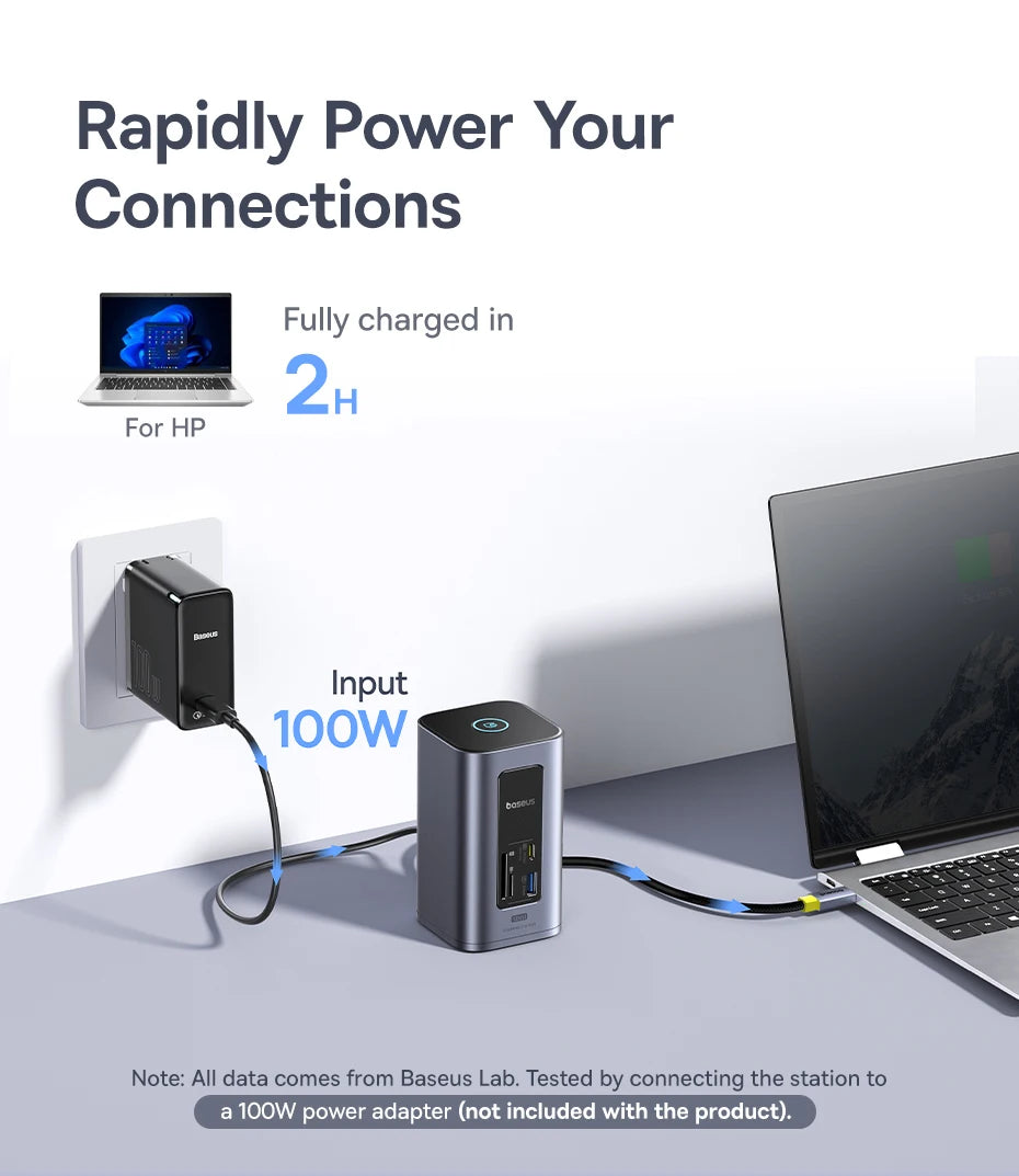 Baseus 12‑v‑1 zvezdišče USB‑C | Dvojni HDMI 4K@60Hz, USB 3.2, RJ45, SD/TF, priklopna postaja PD 100W