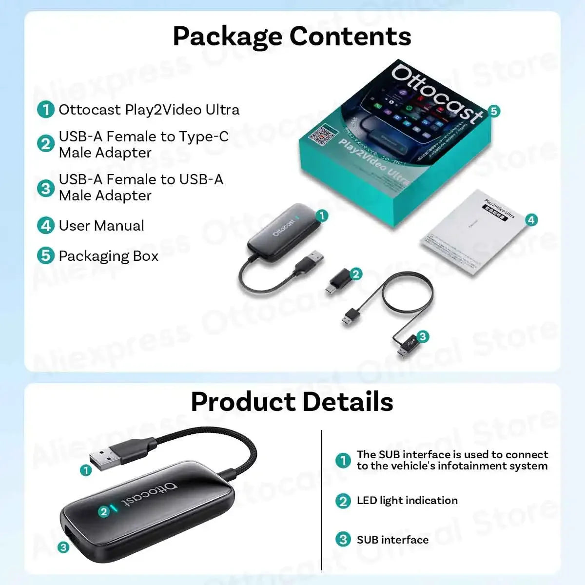 OTTOCAST Play2Video Ultra 2026 Wireless CarPlay Adapter