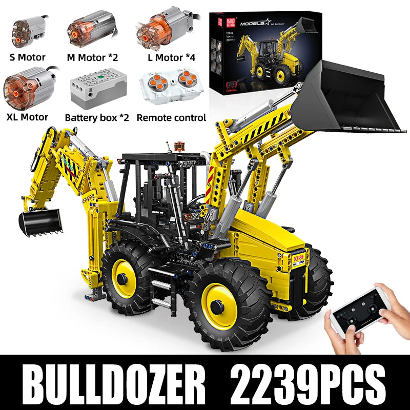 Mould King 17036 Motorized Bulldozer - detailed technical building block - Limetastore