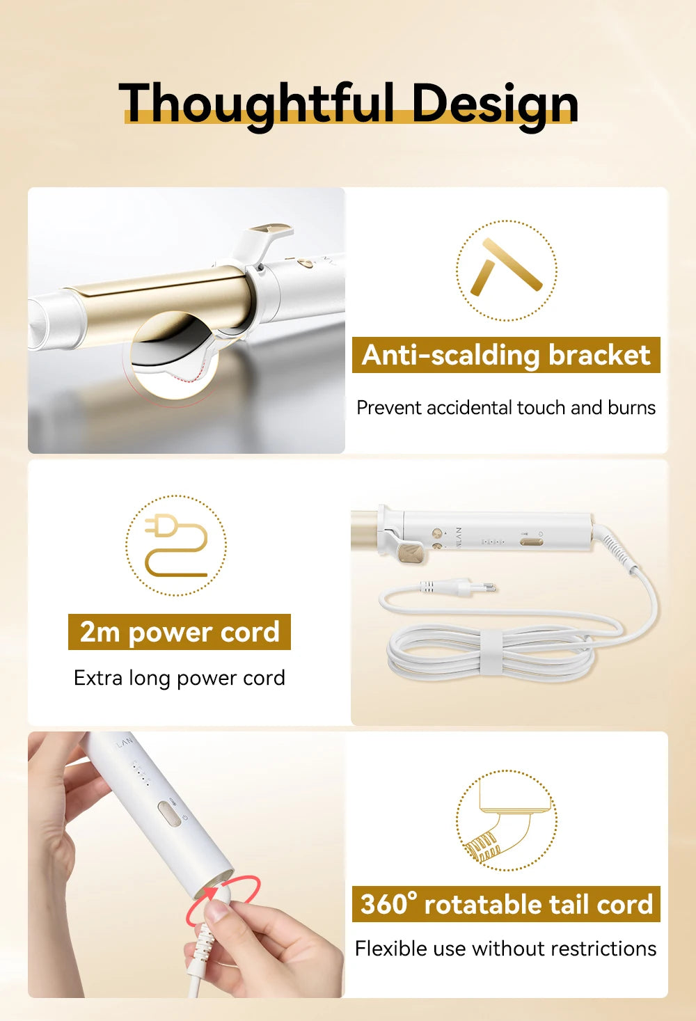 ANLAN Automatic Curling Iron | 30s Heat, Smart Temp, Ceramic Curls
