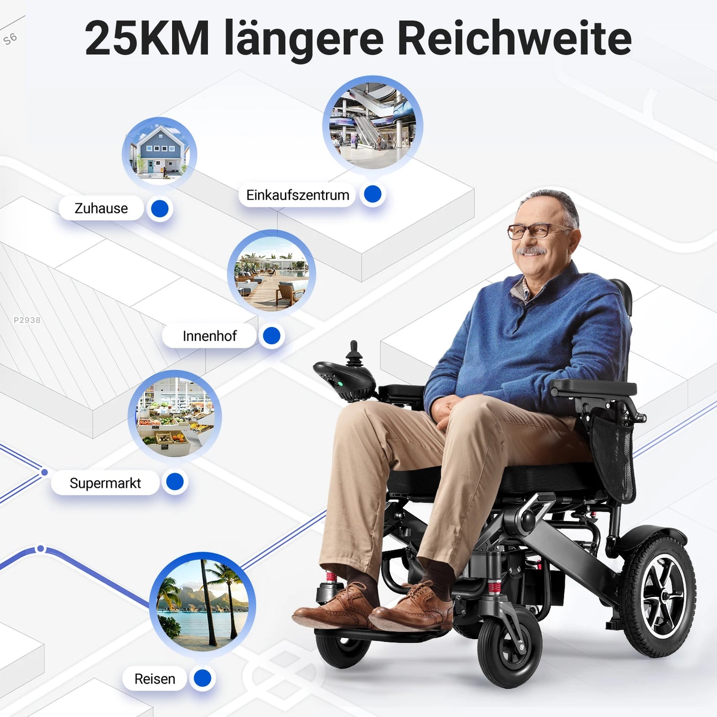 500W Aluminum Electric Wheelchair (Lightweight, Foldable, Weatherproof, 30 km Range)
