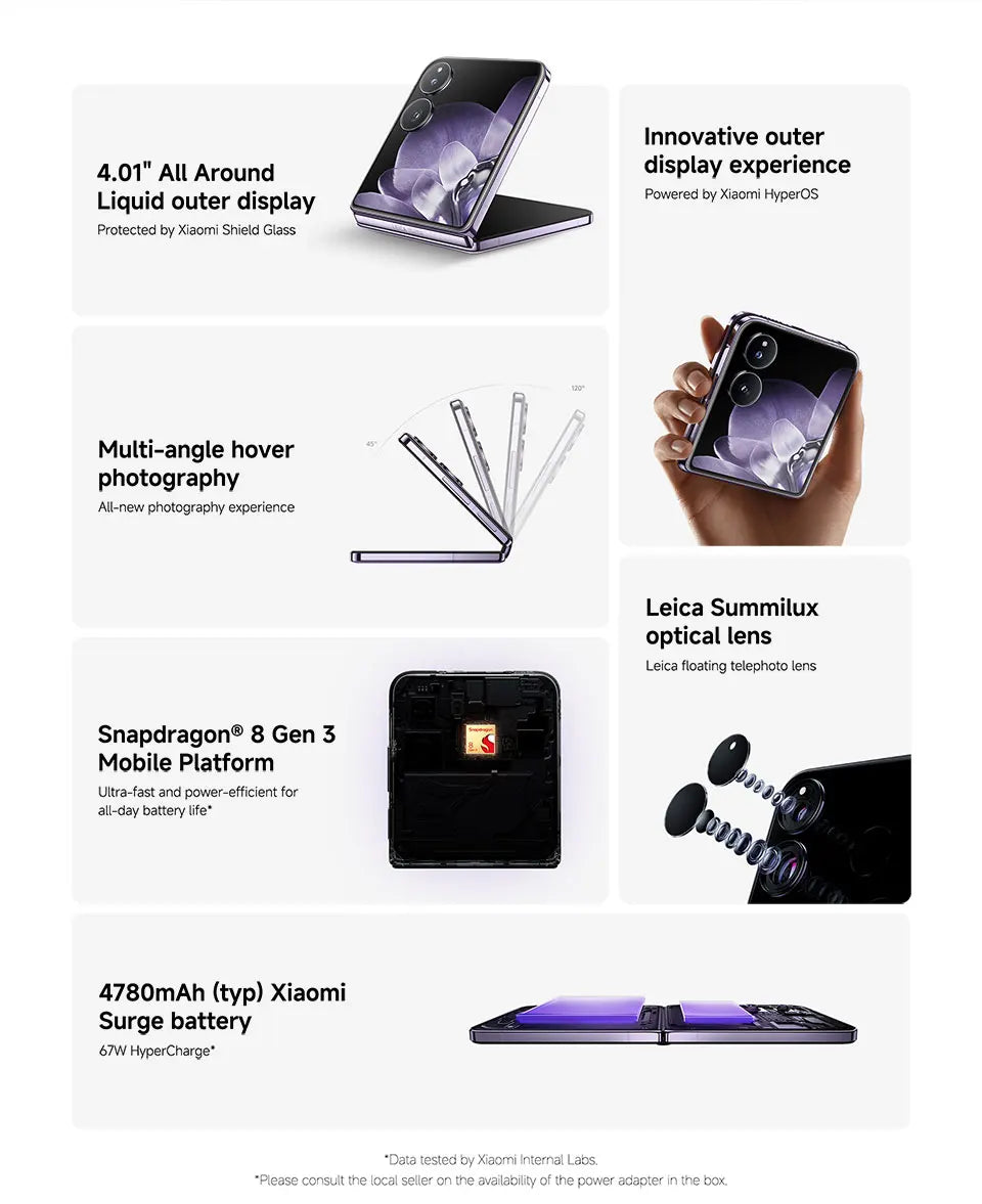 Global Version Xiaomi MIX Flip Smartphone New Snapdragon 8 Gen 3 CPU 50MP Leica Camera  12GB RAM 512GB ROM 6.86 inch Foldable Display NFC - Limetastore