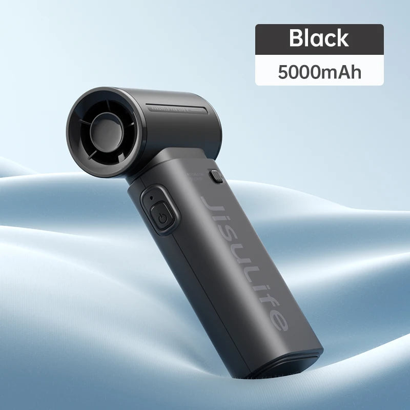 JISULIFE Handheld Turbo Fan – Super Strong Wind Airflow, 5000mAh Battery