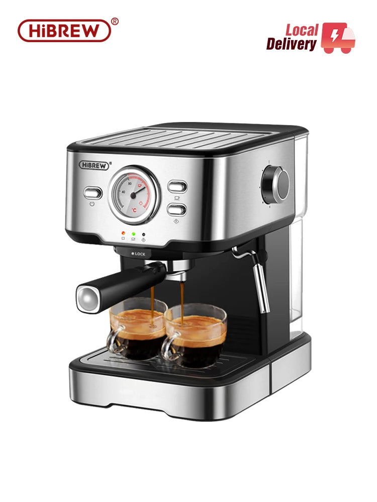 HiBREW H5 – Polavtomatski espresso kavni aparat s tlakom 20 barov | Kavni aparat iz nerjavečega jekla s prikazovalnikom temperature