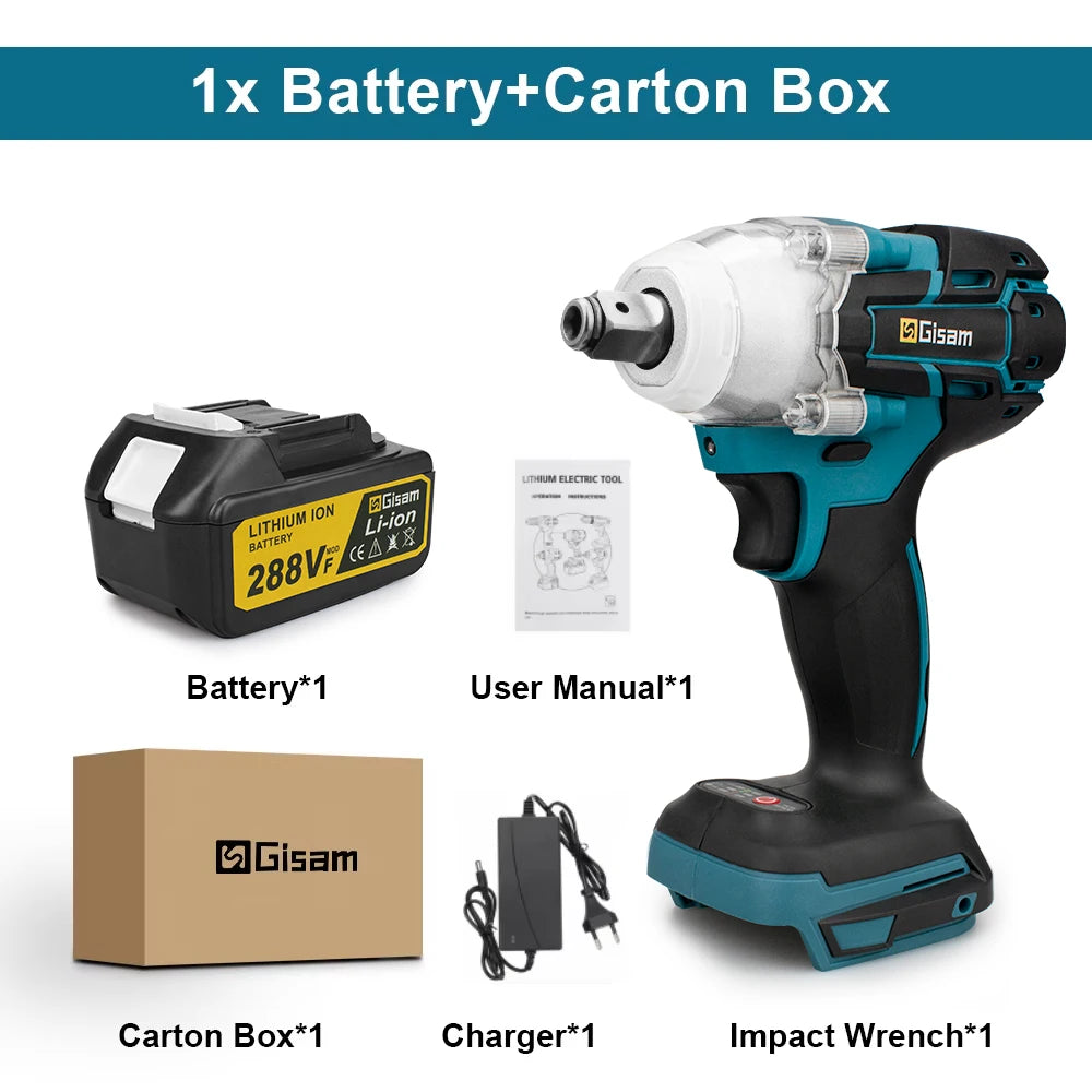 Gisam 520N.m brezkrtačni udarni vijačnik 1/2" za Makita 18V