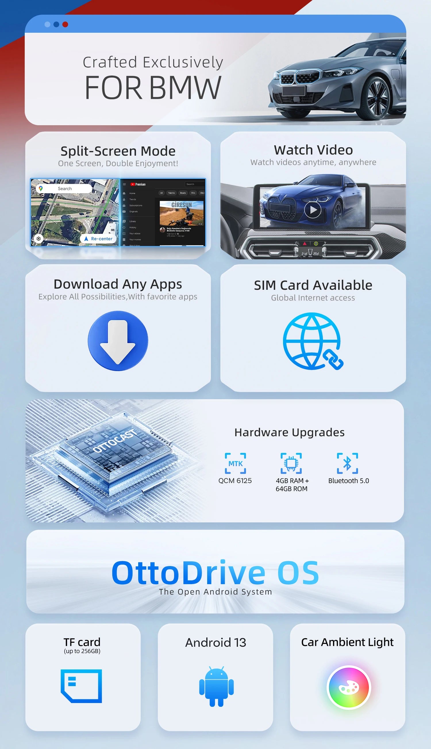 OTTOAIBOX i3 Android 13 Wireless CarPlay TV Box for BMW