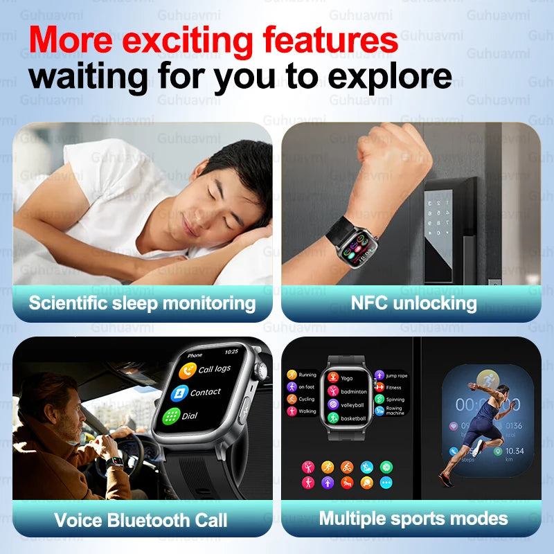 NFC Smart Watch Air Pump+Air Bag Accurate Blood Pressure Fat Health Measure BT Call Sports Tracking Sapphire Glass Smart Watch - Limetastore