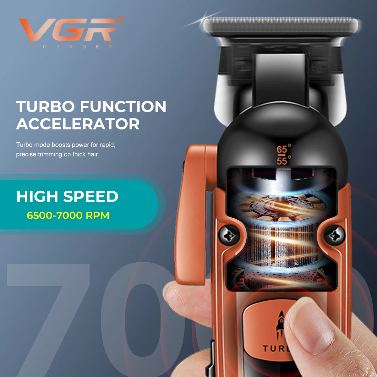 VGR V-274 Professional Hair Trimmer – Turbo Mode, 140-Min Runtime, 9 Angles