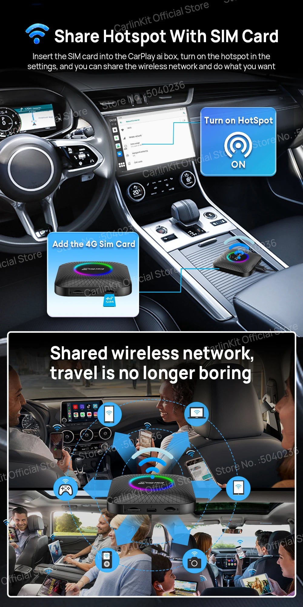 CarlinKit Android 13 8+128GB brezžični CarPlay AI Box