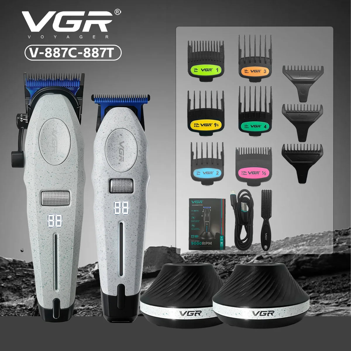 Profesionalni strižnik las VGR V-887 – LCD zaslon, dolga življenjska doba baterije, T-rezilo