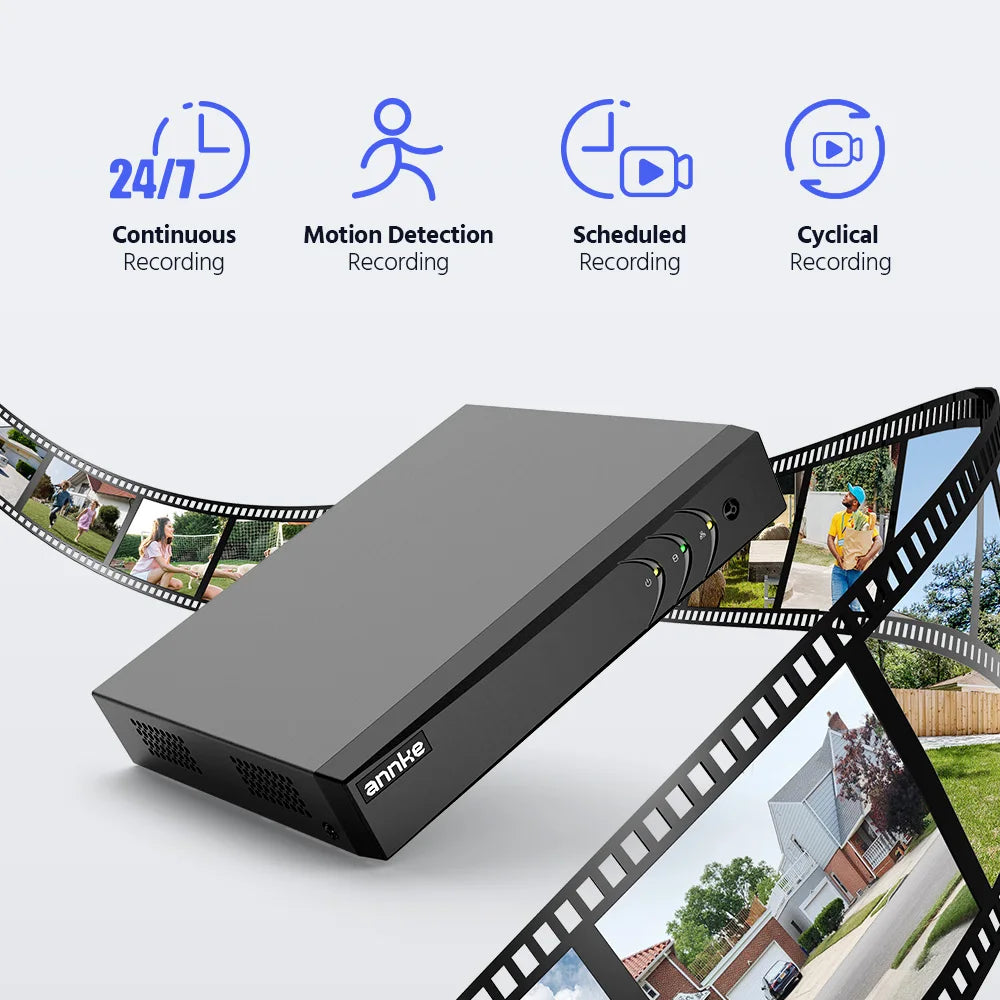 ANNKE 1080P Dvojna-svetlobna CCTV kamera | 8-kanalni DVR, zaznavanje ljudi in vozil, IP67 zunanje kamere