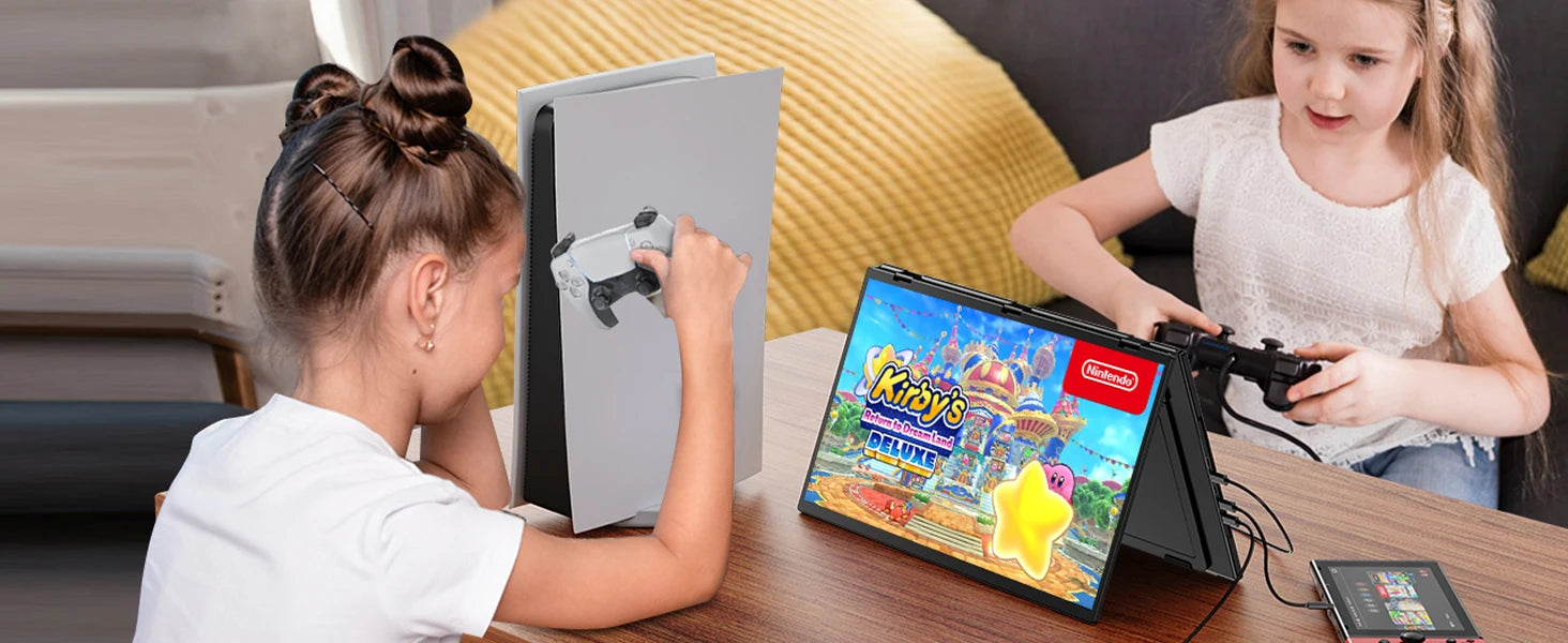 UPERFECT 100Hz Dual Screen Portable Monitor 18.5" - No Drive Required Folding Monitor with USB-C Mini HDMI for PC, Mac, Surface, Phone - Limetastore