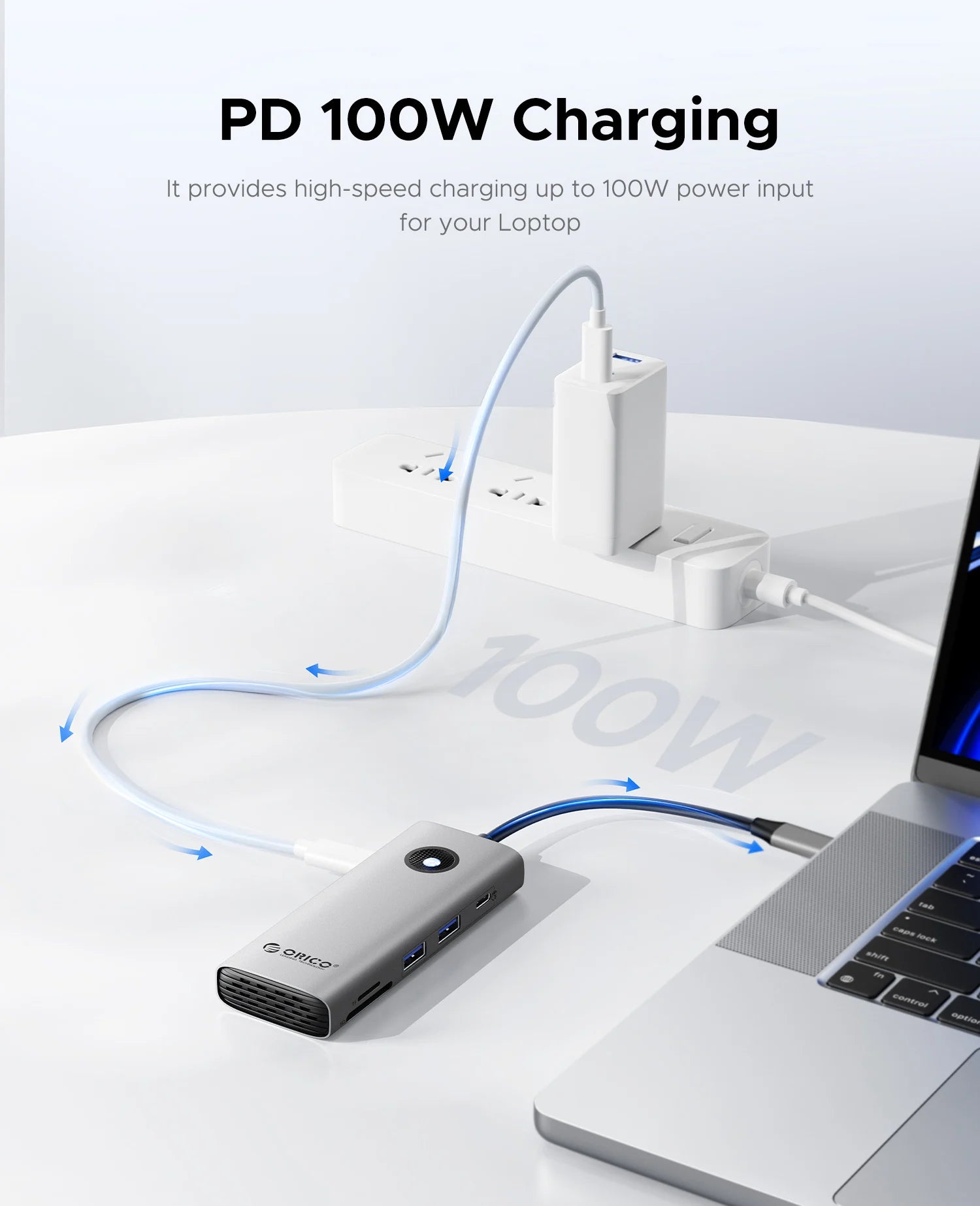 ORICO 8‑in‑1 USB‑C Hub Triple Display Docking Station with Dual HDMI 4K60Hz, USB 3.0 Ports