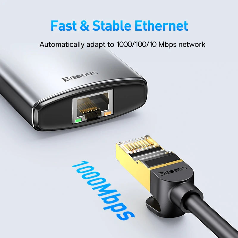 Baseus USB-C Hub | HDMI 4K, USB 3.1 10Gbps, RJ45 Ethernet, SD/TF priklopna postaja za MacBook