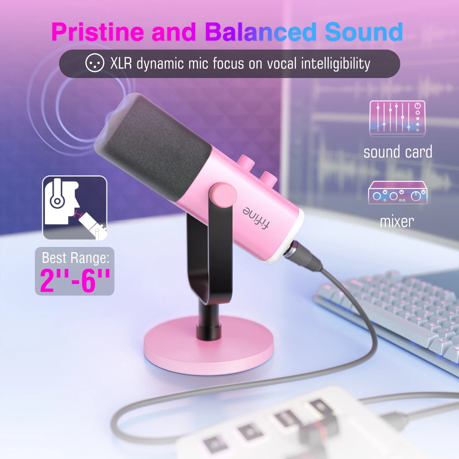 FIFINE AmpliGame AM8P USB/XLR Dynamic Microphone | RGB Control & Mute - Limetastore
