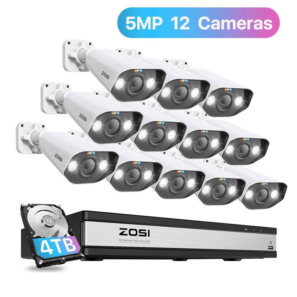 ZOSI 16-kanalni 4K PoE varnostni sistem s kamerami – 8MP/5MP zunanje IP kamere z zaznavanjem oseb in vozil z umetno inteligenco