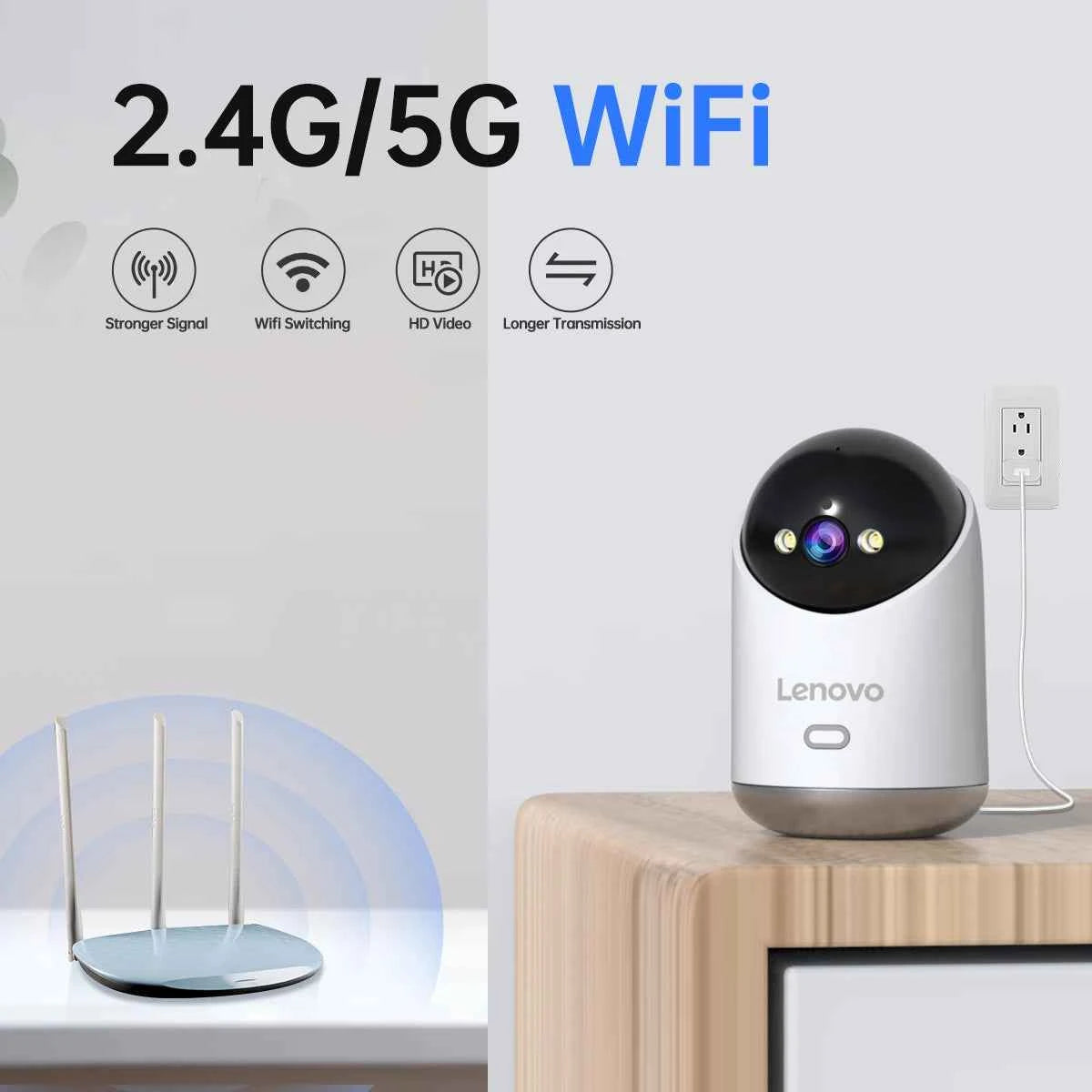 Lenovo 3K WiFi Camera Home Indoor Security IP Camera Color Night Auto Tracking CCTV Video Surveillance Camera Smart Baby Monitor - Limetastore