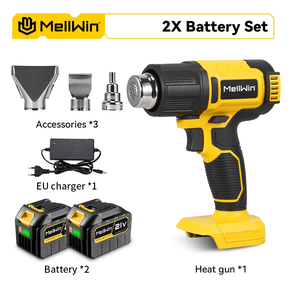 MELLWIN 540°C Cordless Electric Heat Gun 25 Gears Handheld Hot Air Blower Gun Home Welding Tools For Makita 18V Battery Pin - Limetastore