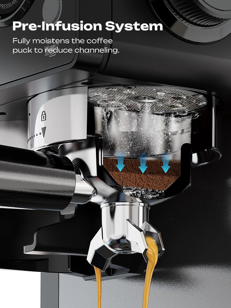 HiBREW H20 – Semi‑Automatic Espresso Machine | 20‑Bar Pressure | Built‑In Grinder with 20 Grind Settings