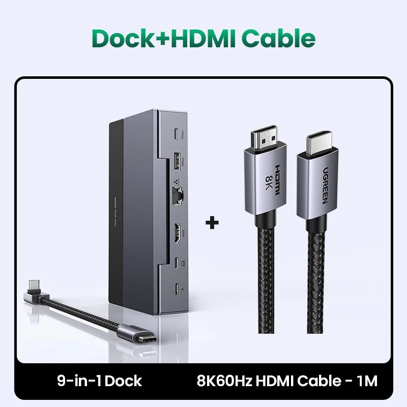 UGREEN 9-v-1 Steam Deck priklopna postaja s HDMI 4K60Hz, RJ45 Ethernet, PD100W, USB-A/C