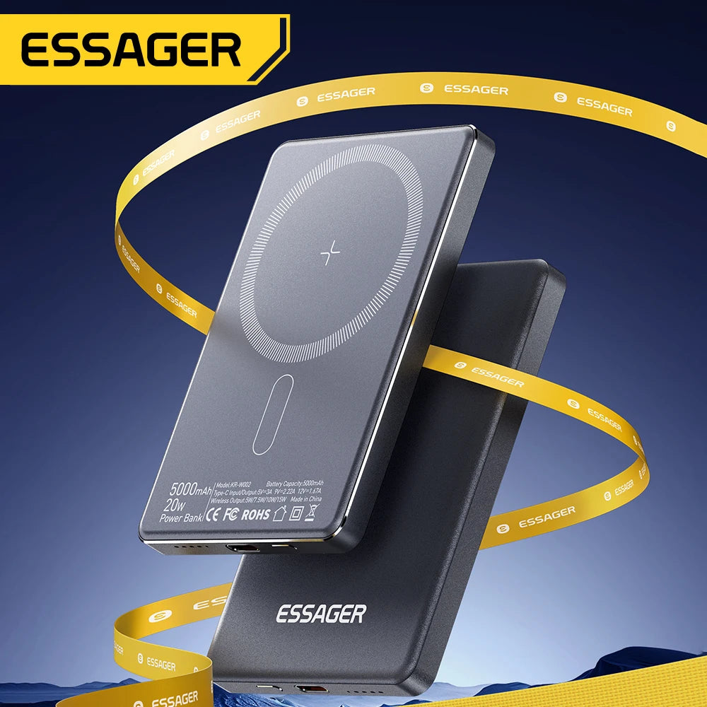 ESSAGER tanek magnetni brezžični Power Bank 20W 5000mAh MagSafe