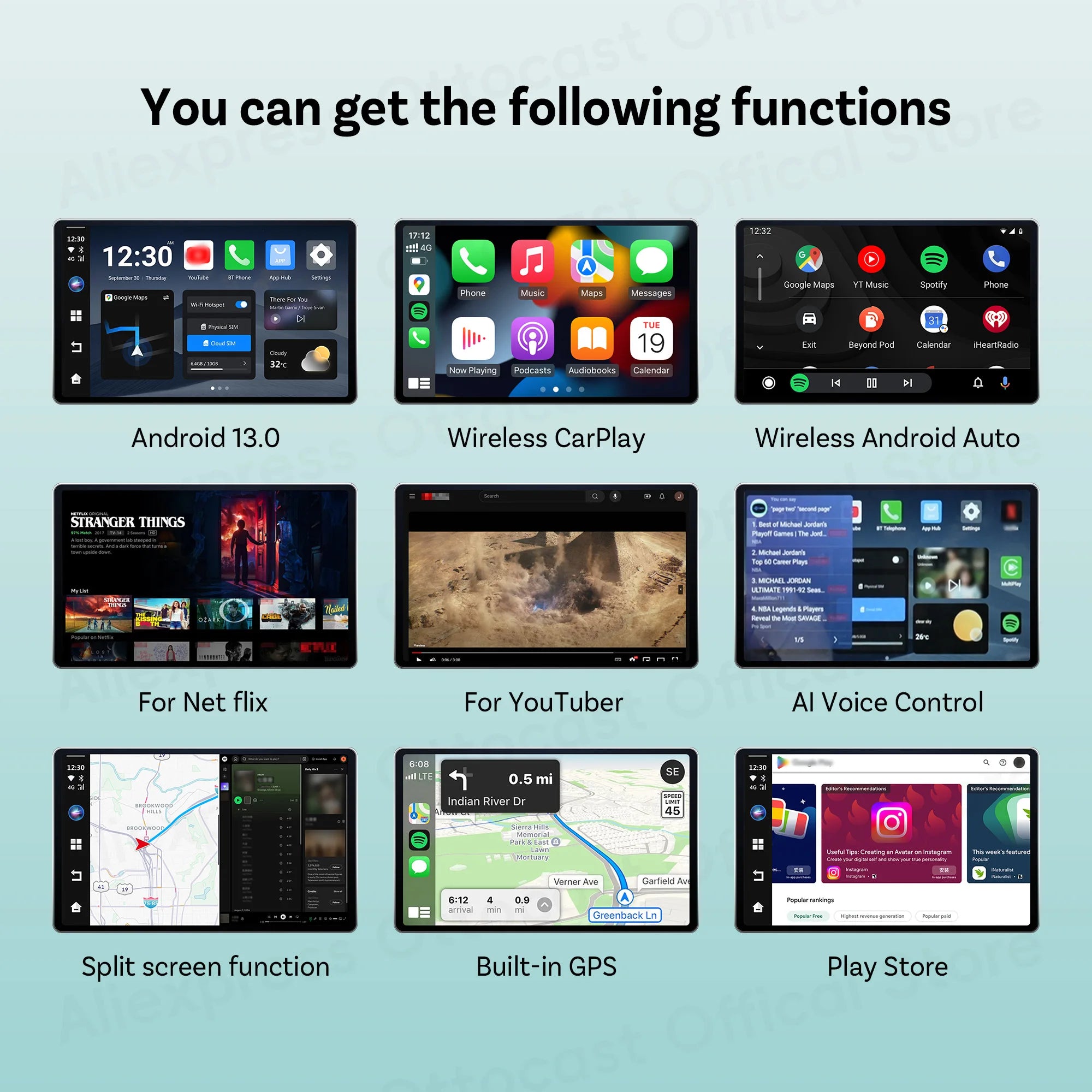 OTTOCAST NanoAI Android 13 Brezžični CarPlay AI Box 128GB