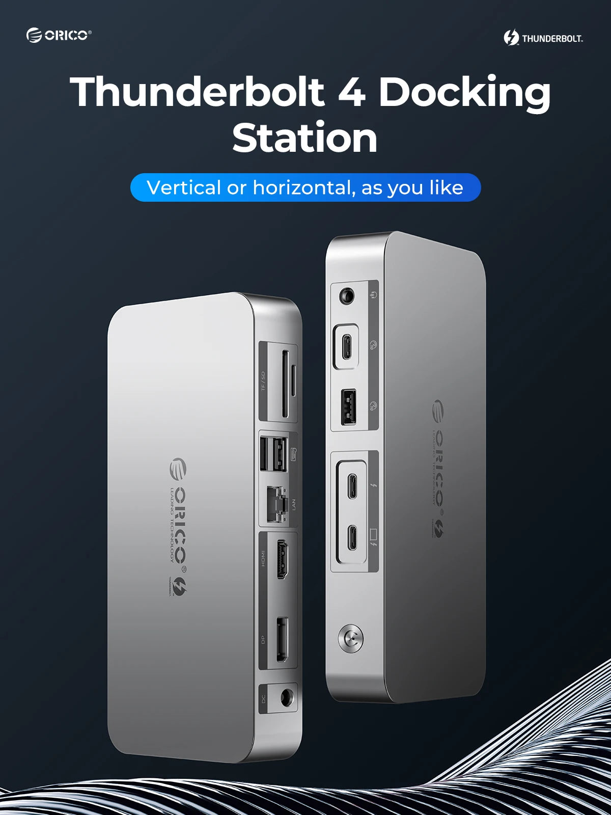 ORICO Thunderbolt 4 USB-C priklopna postaja z 8K30Hz HDMI, USB 3.2 Gen2 zvezdiščem in razdelilnikom Type-C