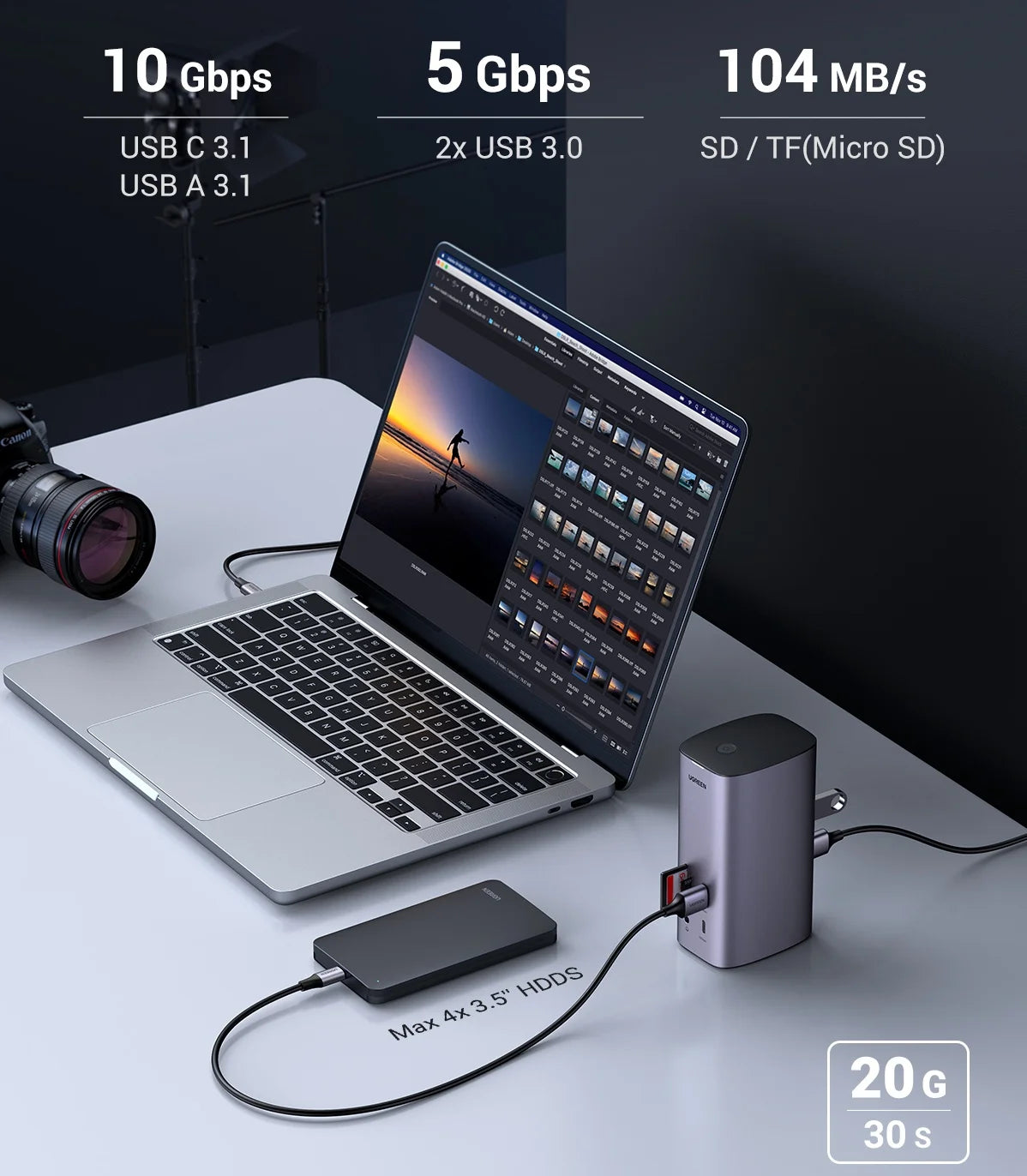 UGREEN 12-v-1 priklopna postaja USB-C z 8K HDMI, 4K60Hz DisplayPort, trojnim zaslonom