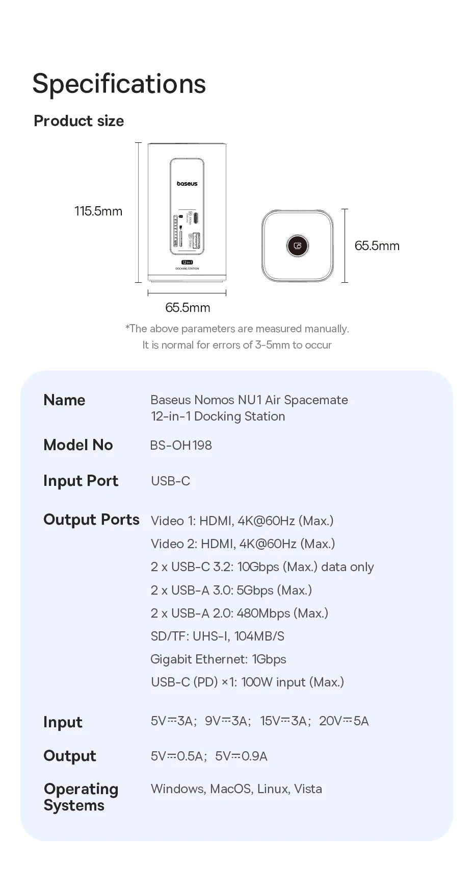 Baseus 11‑v‑1 zvezdišče USB‑C | HDMI + DP 4K@60Hz MST trojni zaslon, USB 3.2, RJ45, PD100W, magnetna priklopna postaja