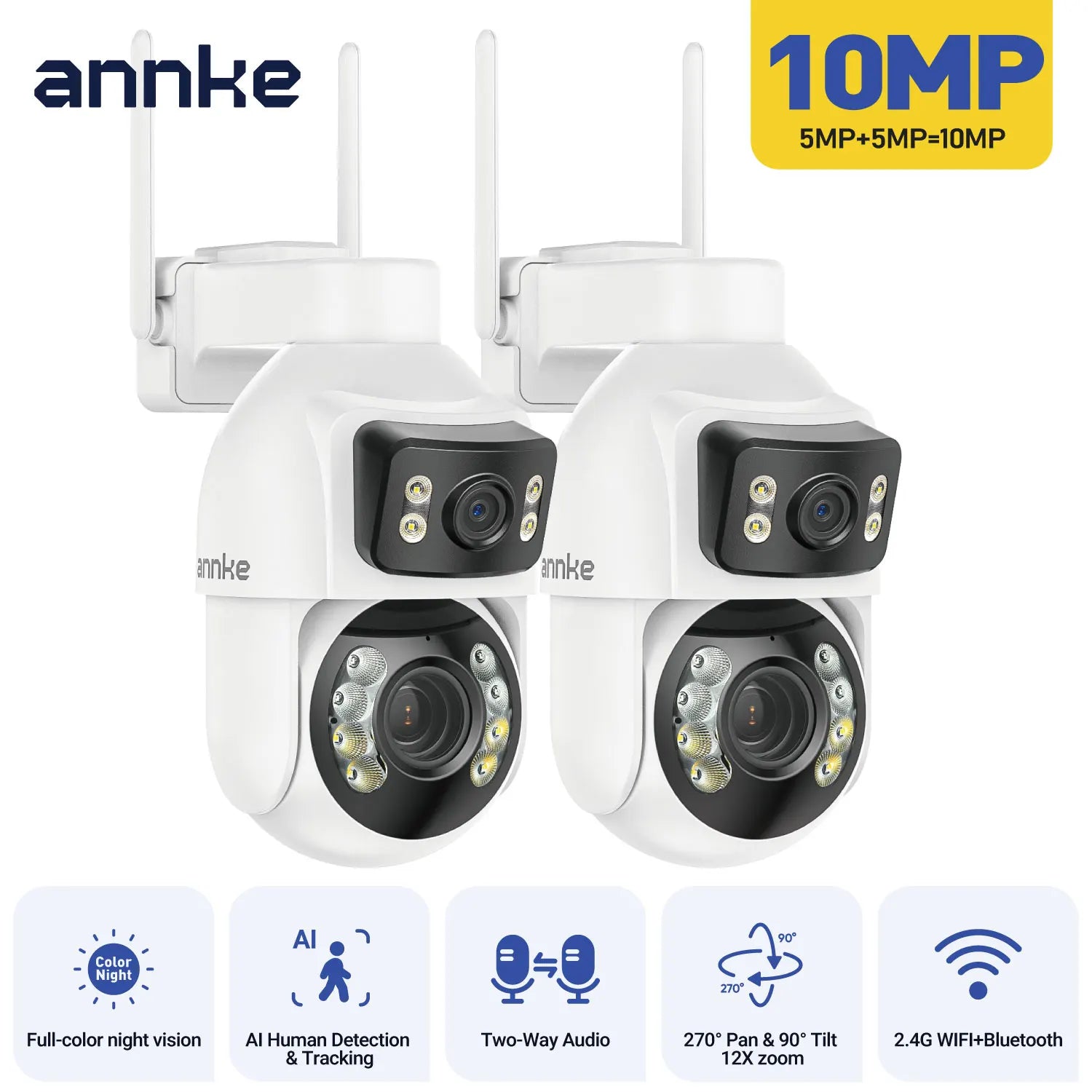 ANNKE WCD1012 10MP PTZ kamera z dvojno lečo | 12× zoom, sledenje z umetno inteligenco, WiFi