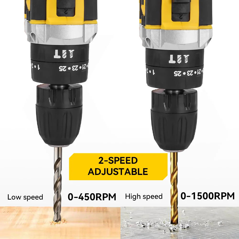 MELLWIN 25+3 Torque Electric Impact Drill 2 Speed Adjustable Cordless Electric Screwdriver Power Tool For Makita 18V Battery Pin - Limetastore