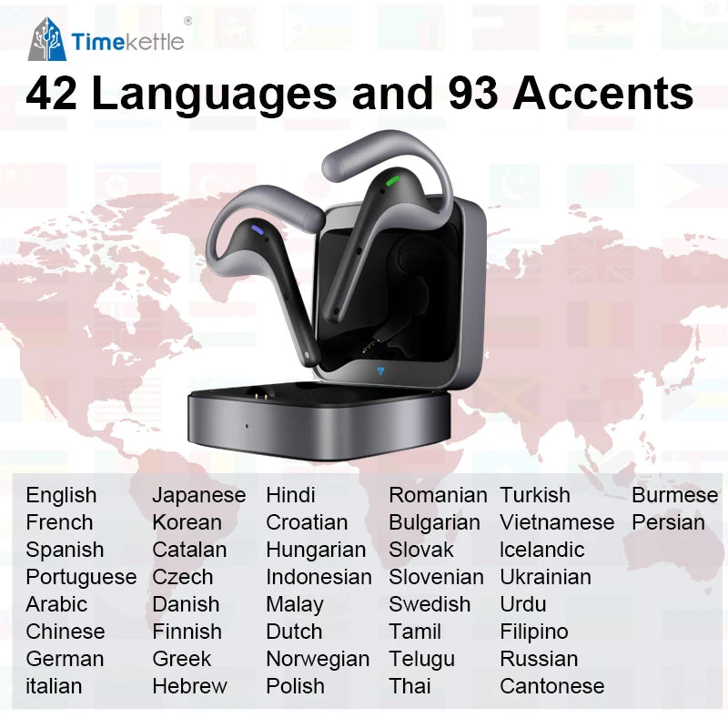 Brezžične slušalke Timekettle W4 Pro AI Translator, dvosmerni prevajalnik za 40 jezikov