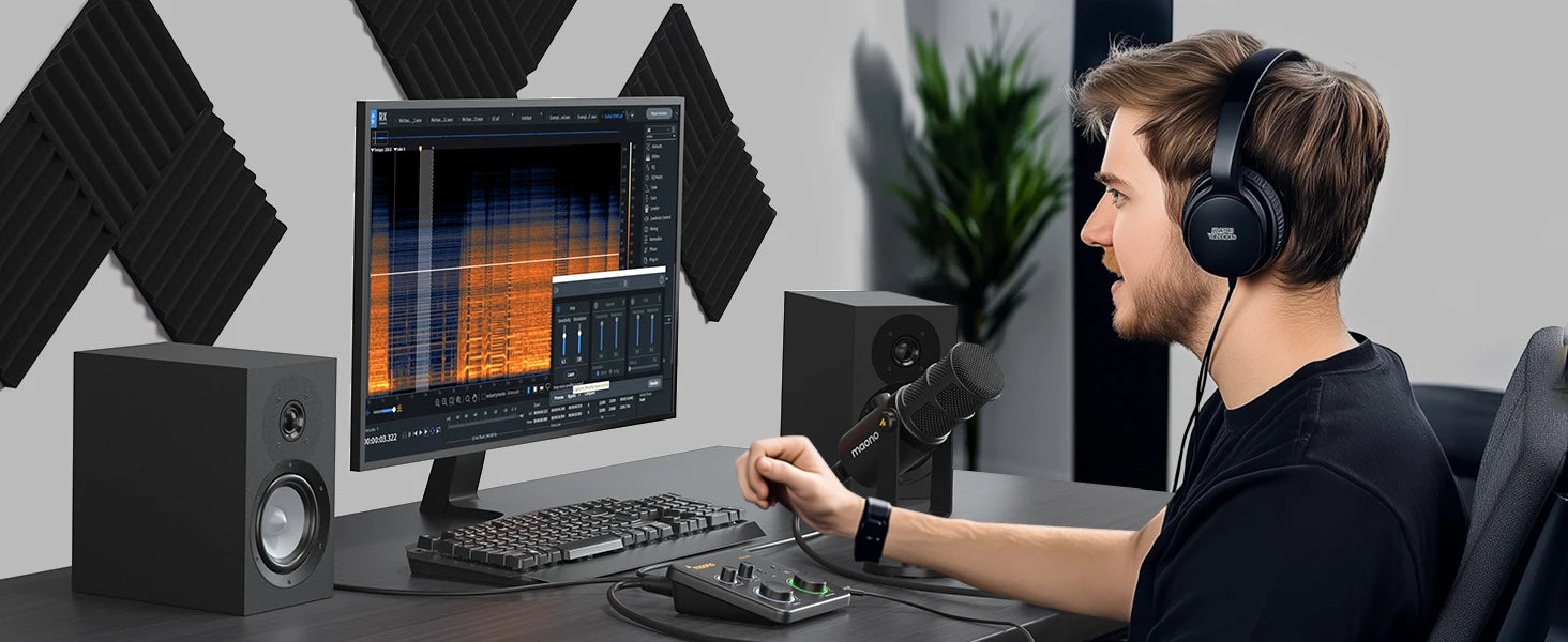 Maono PS22 Lite – USB avdio vmesnik 24-bit/192 kHz | XLR vhod, povratna zanka, podpora za ASIO, združljiv z DAW za glasbo, kitaro in snemanje
