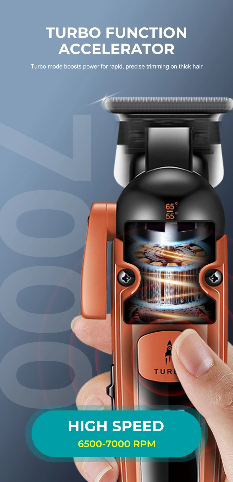 VGR V-274 Professional Hair Trimmer – Turbo Mode, 140-Min Runtime, 9 Angles