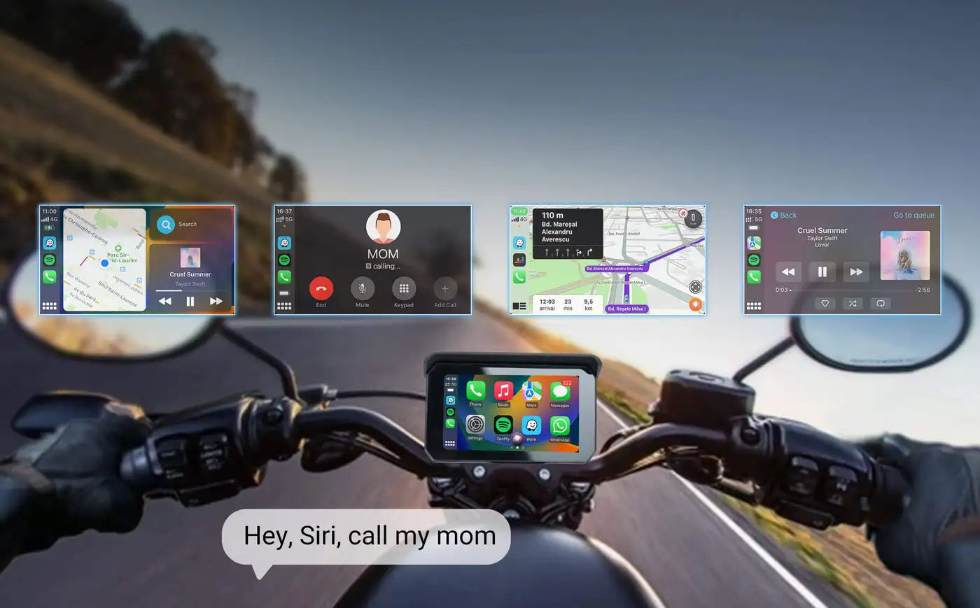 Lite C5 SE Motociklistični zaslon CarPlay Android Auto vodoodporen