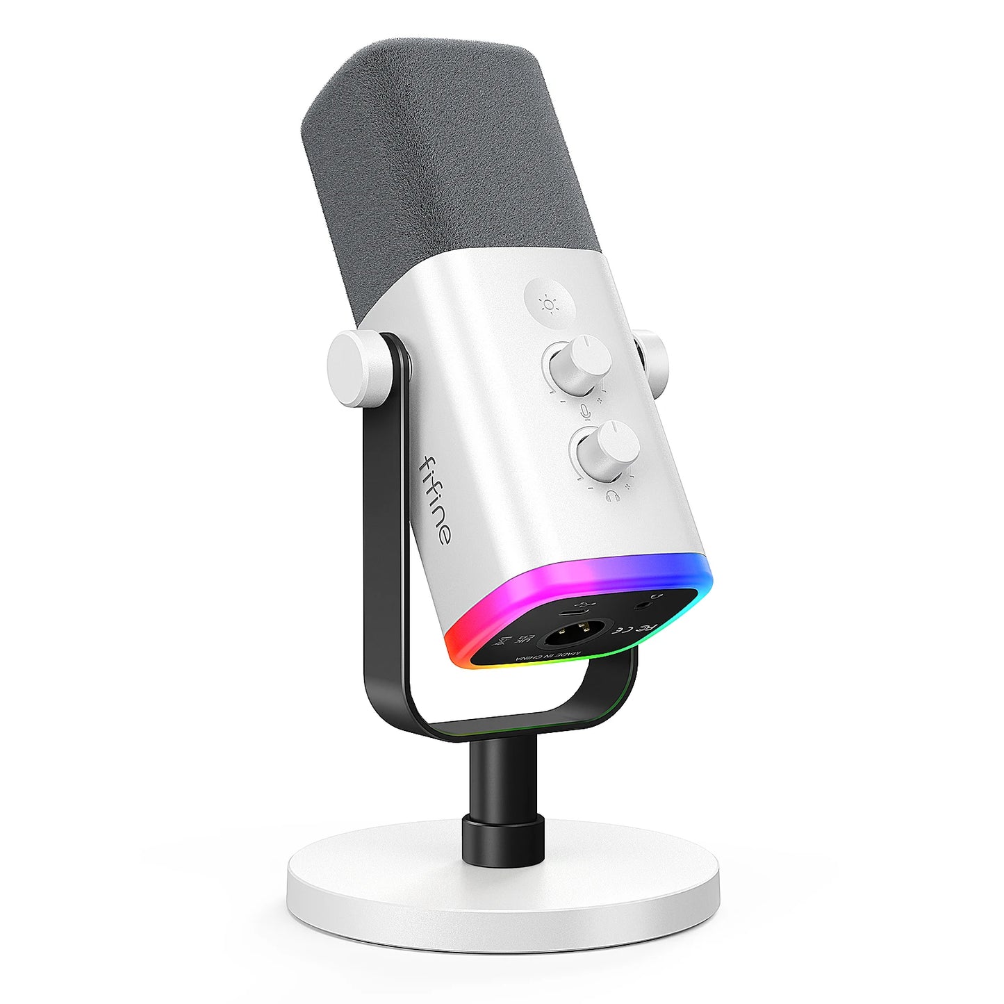 FIFINE AmpliGame AM8W White USB/XLR Dynamic Mic | RGB Gaming & Streaming - Limetastore