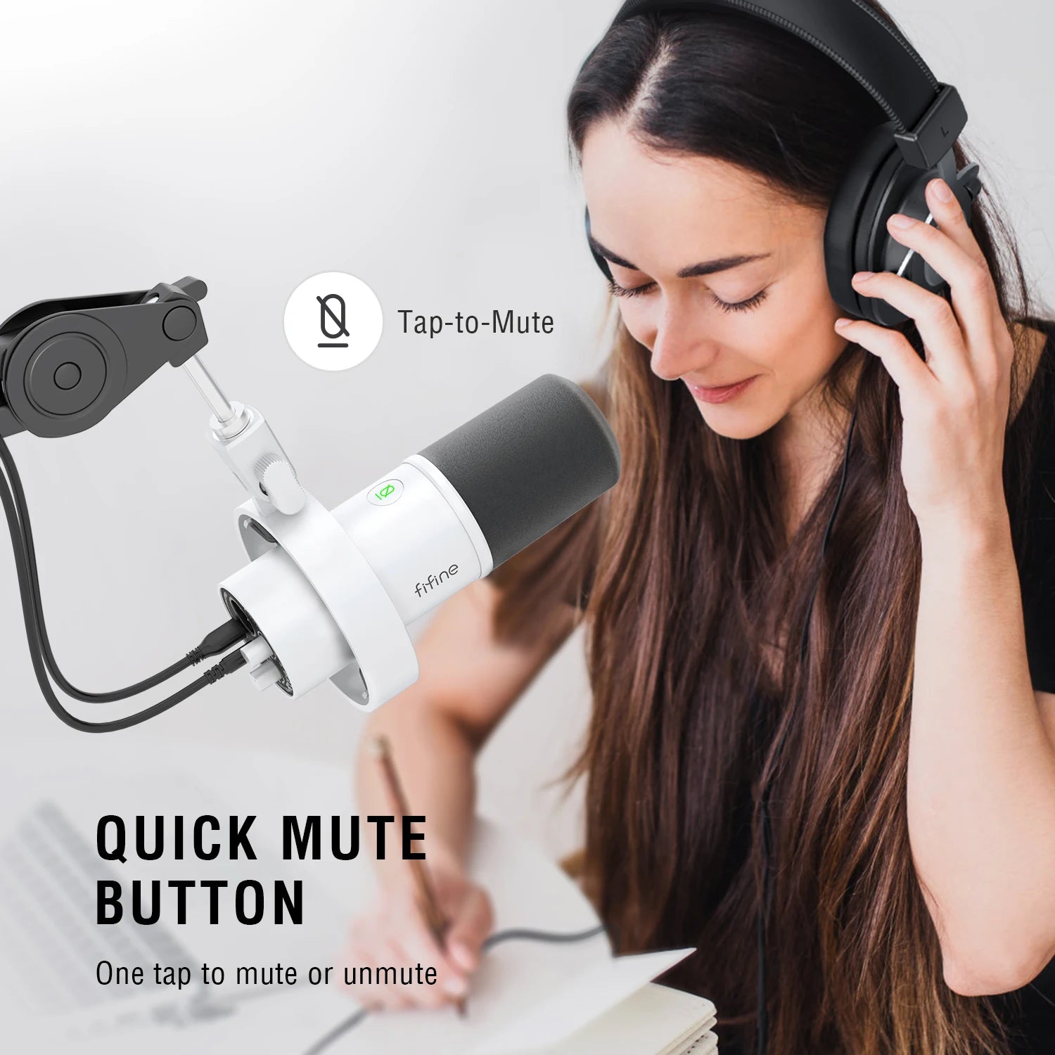 FIFINE K688W White USB/XLR Dynamic Mic | Pro Streaming & Recording - Limetastore