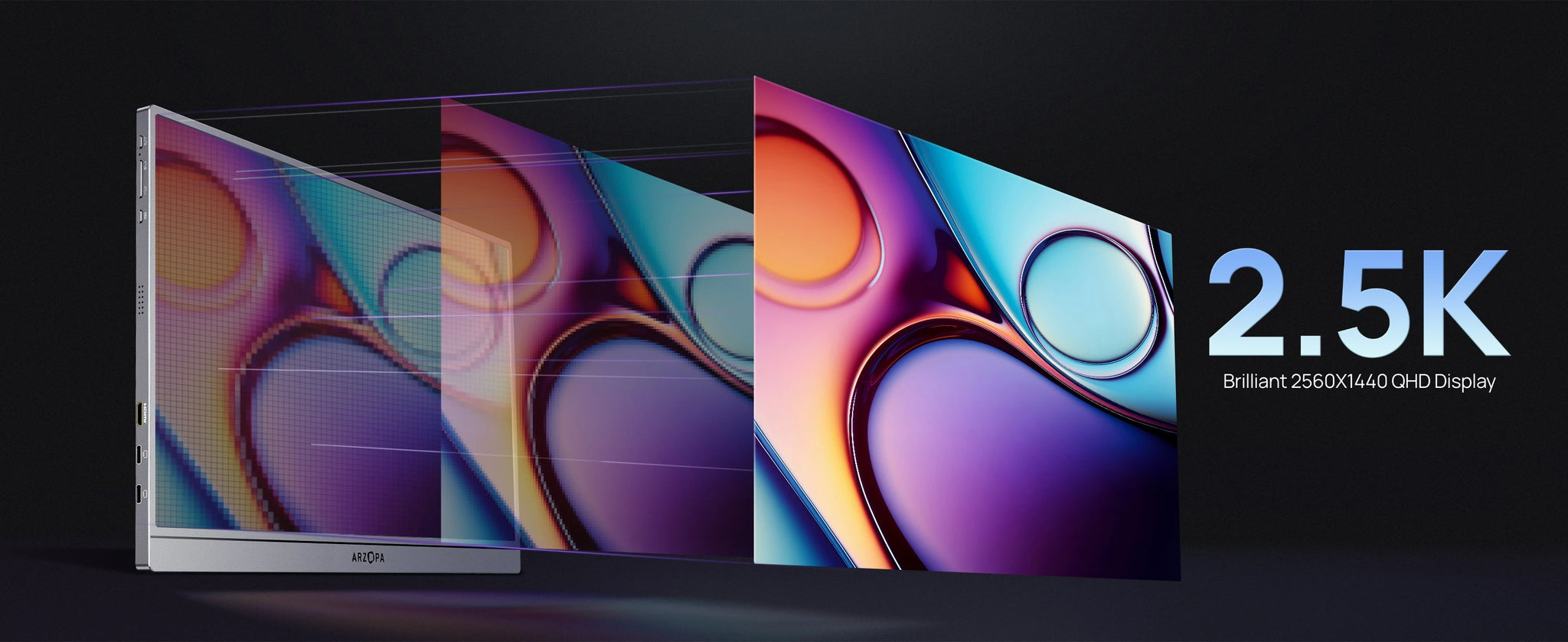 ARZOPA Z3FC 16.1" Portable Monitor | 2.5K QHD, 180Hz, HDR, IPS, Gaming & Work