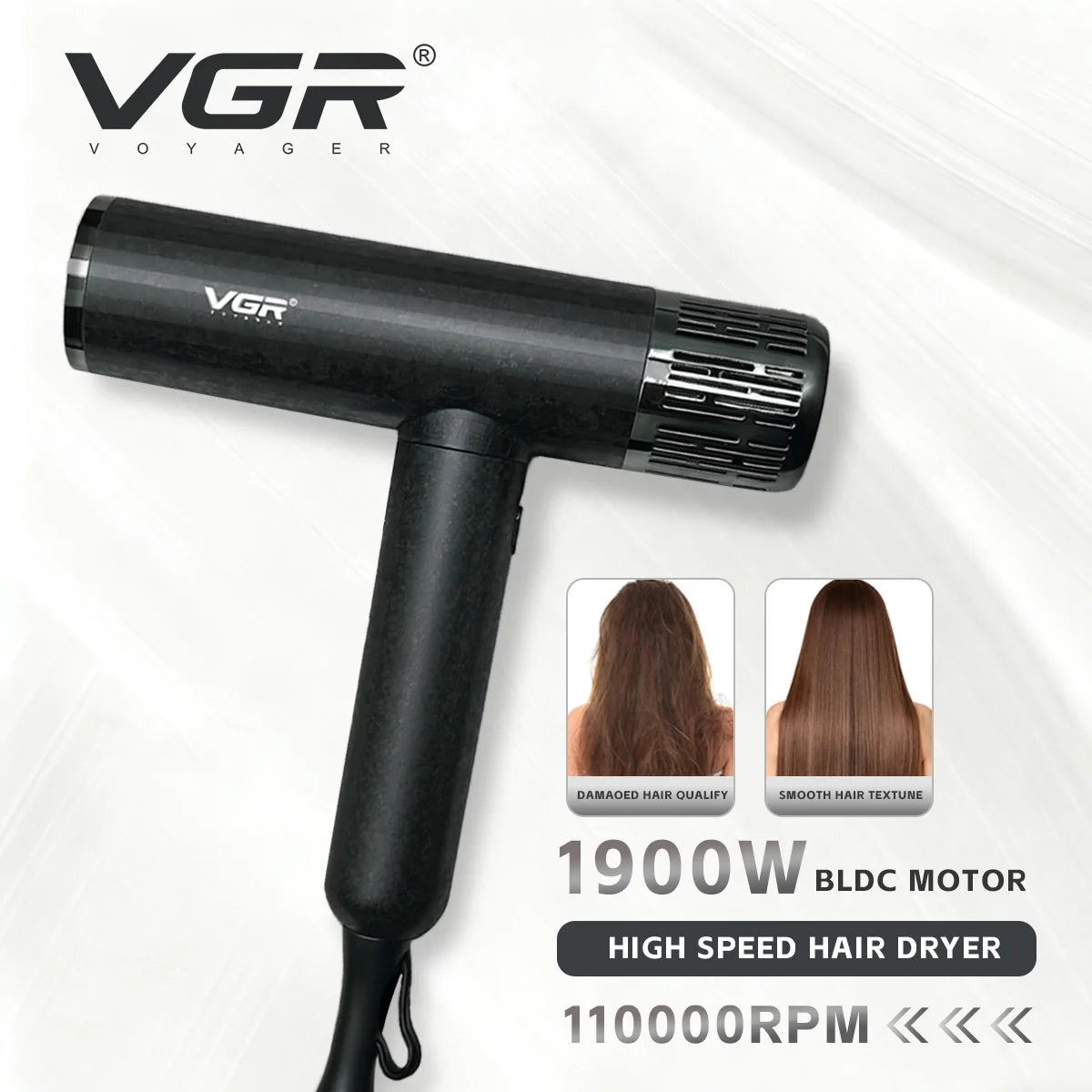 VGR V-640S4 5-in-1 Hair Clipper Kit – 9000 RPM, 180-Min Runtime, Titanium Blade