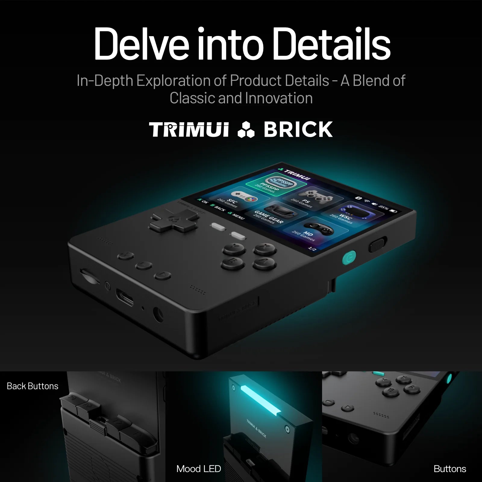 AMPOWN Trimui BRICK Portable Retro Handheld Game Players 3.2'' IPS Screen Emulator Video Games Consoles Linux System Allwinner - Limetastore