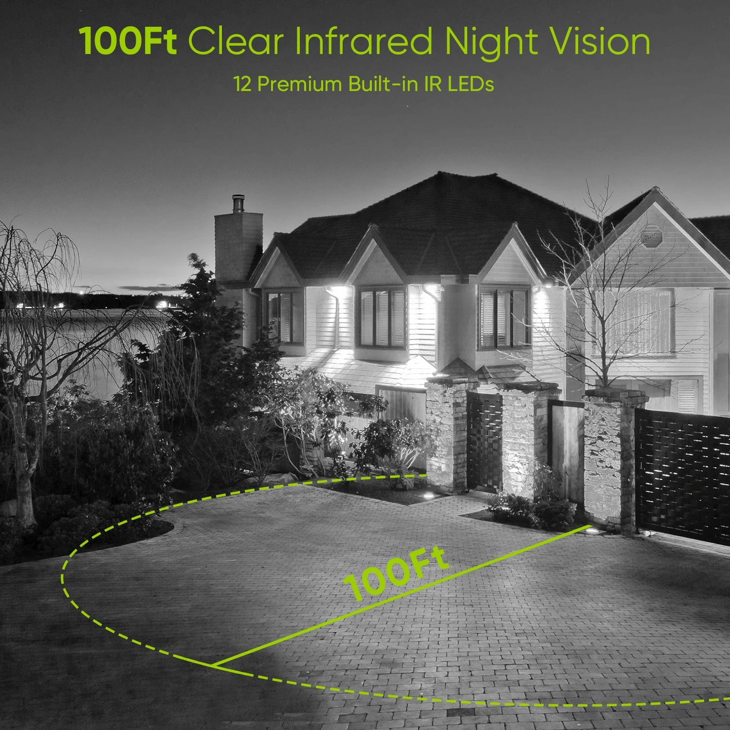 SANNCE 5MP TVI kamere | 4× IR nočni vid, 12 IR LED, 3,6 mm leča, BNC kabel