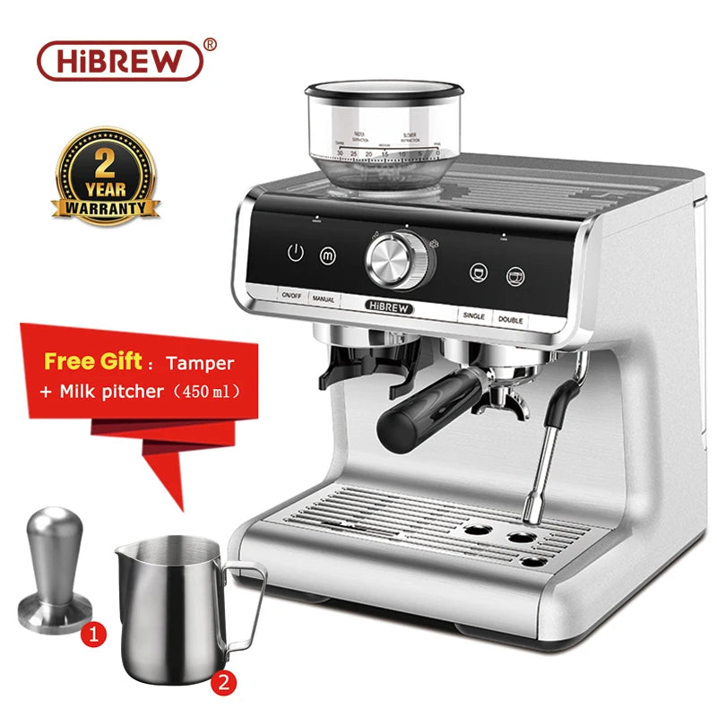 HiBREW H7 – kavni aparat Barista Pro, 20 barov, od zrnja do skodelice | Komercialni kavni aparat s popolnim profesionalnim kompletom