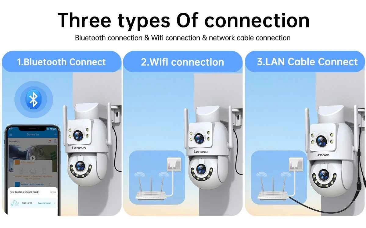 Lenovo WiFi PTZ Security Camera 8MP With Dual Screen Color Night Vision Outdoor Surveillance CCTV Camera Auto Tracking IP Camera - Limetastore