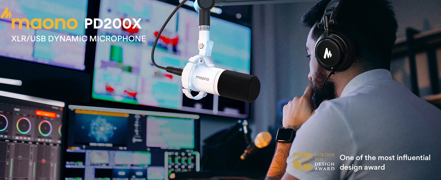 Maono PD200X – XLR/USB Dynamic Microphone | Metal Gaming & Streaming Mic with Software Control
