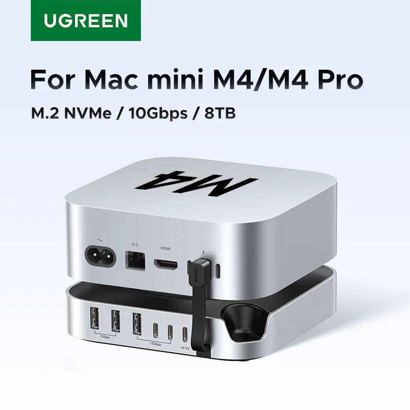 UGREEN USB-C priklopna postaja za Mac Mini M4/M4 Pro z ohišjem za SSD M.2 NVMe