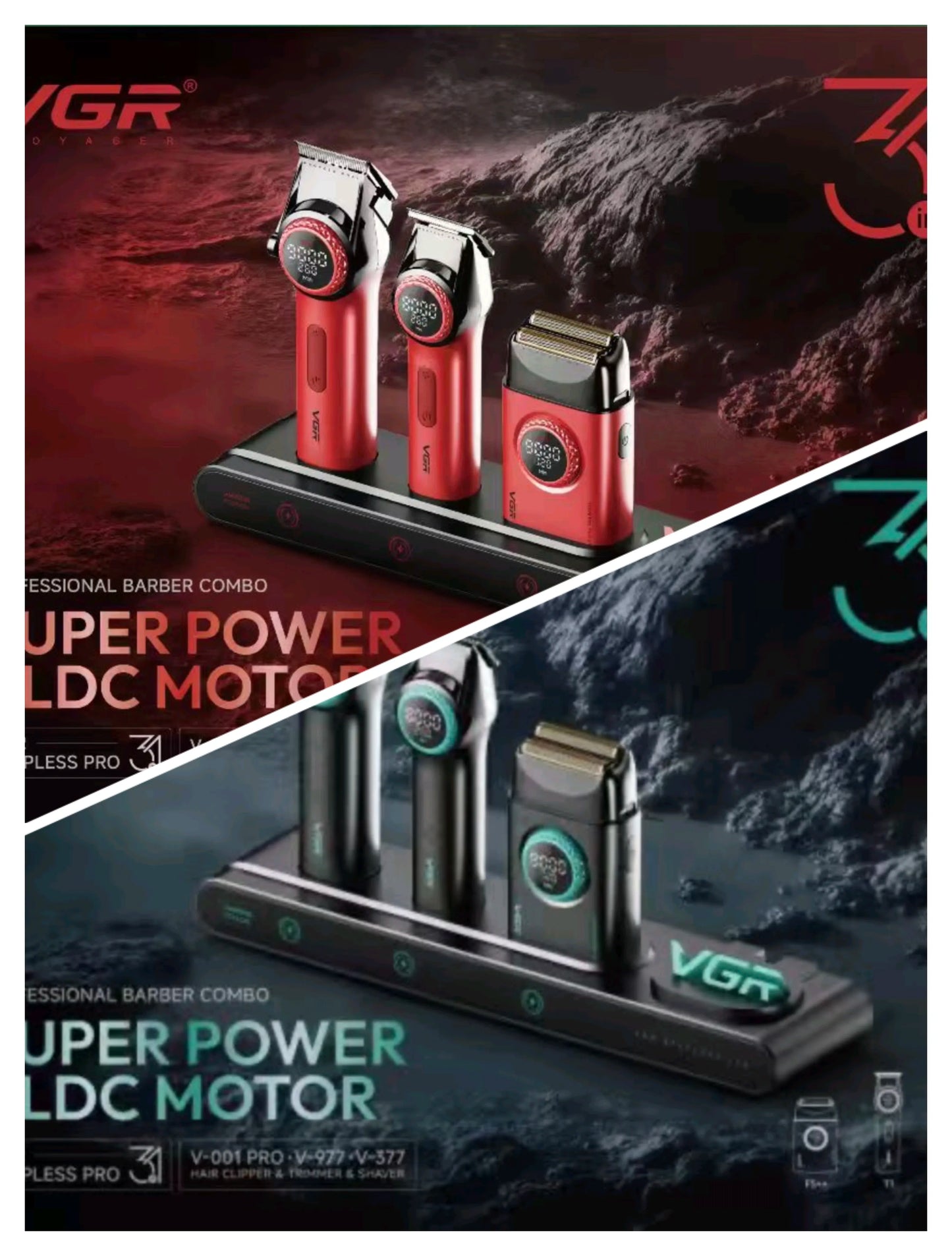 VGR Stepless Pro 3-in-1 Clipper, Trimmer & Shaver – 21 Gears, 300 Min Runtime
