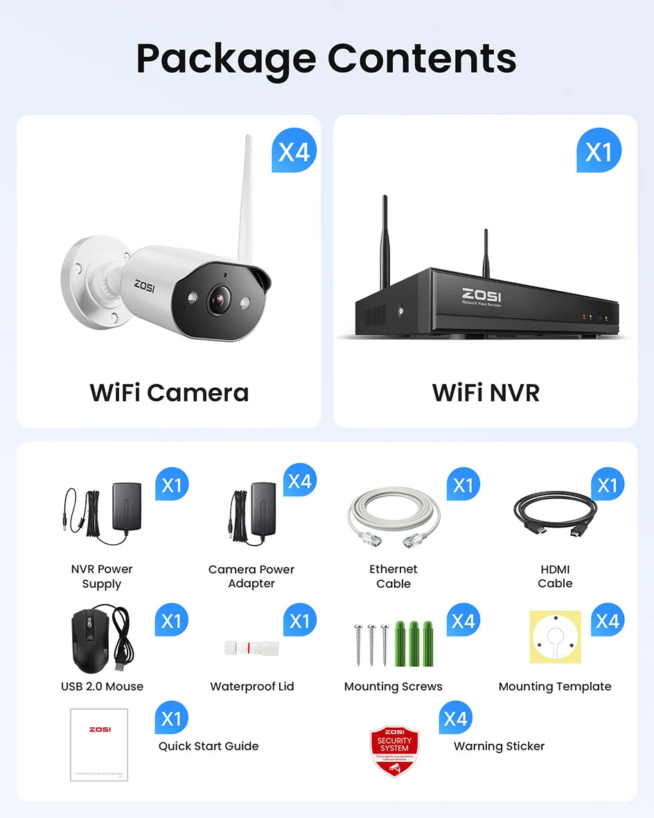 Varnostni kameri sistem Wi-Fi 6 ZOSI 2K – 3MP notranje/zunanje brezžične IP kamere z dvosmernim zvokom