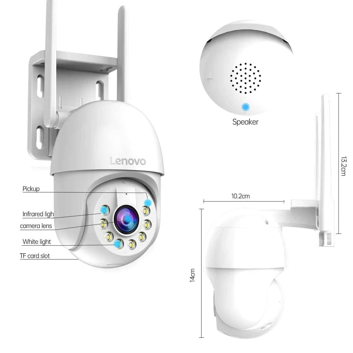 Lenovo 5MP Smart Wifi PTZ Camera Outdoor 5x Digital Zoom Auto Tracking ONVIF CCTV IP Camera Security Video Surveillance Camera - Limetastore